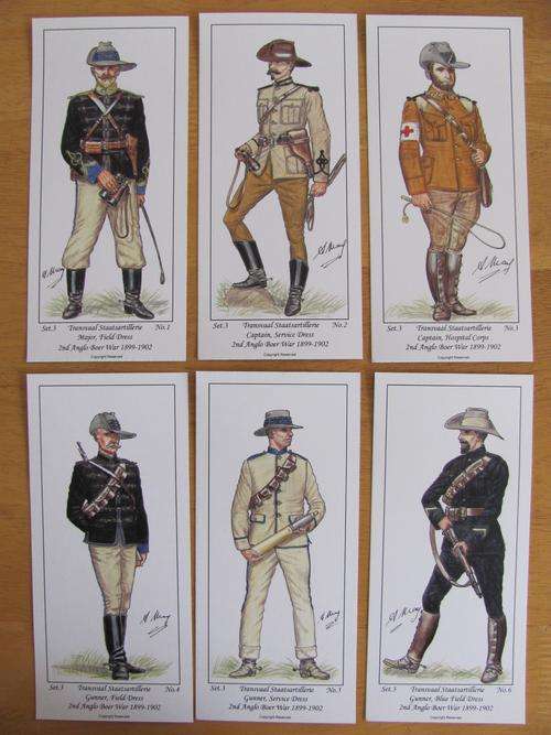 Military Uniform Cards of the 2nd Anglo Boer War by Andy May- Set 3 Transvaal Staatsartillerie