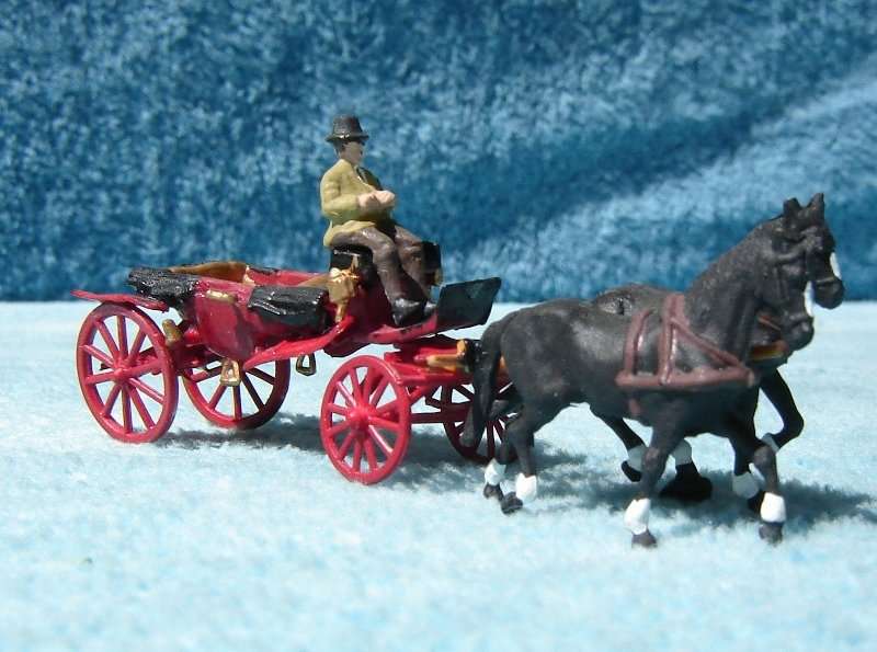 Preiser HO gauge Horses and Cart with Figure