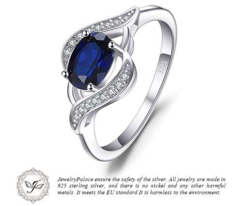 Sterling Silver Created Sapphire Ring *FREE DELIVERY*