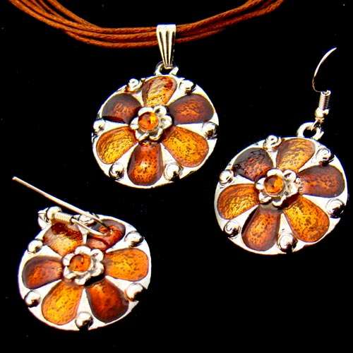 FASHION FLOWER NECKLACE AND EARRINGS SET