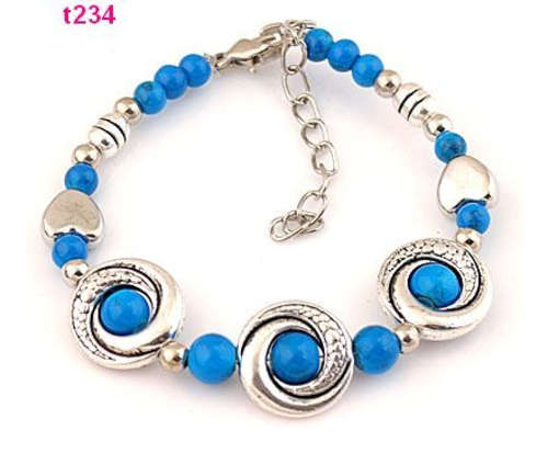 2X TIBETAN SILVER BLUE BRACELETS