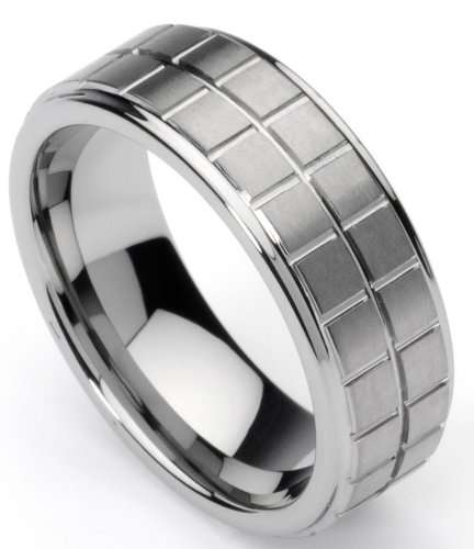 Men's Tungsten Ring/ Wedding Band, Boxed Design (IN STOCK)