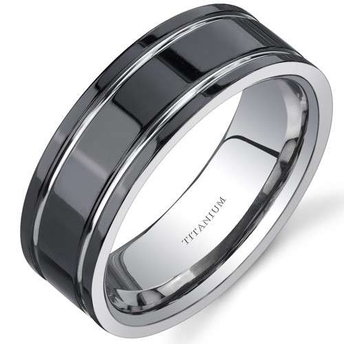 Mens Black Titanium Wedding Band
