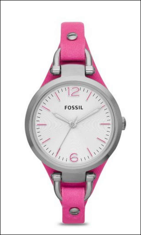 Fossil Georgia Three Hand Leather Watch - Pink Es3299