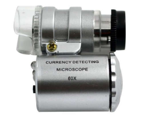 Mini Pocket 60x LED Microscope Magnifying Loupe with UV LED
