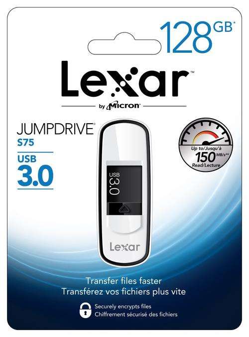 Lexar JumpDrive S75 128GB USB 3.0 Flash Drive  (Black)
