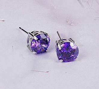 PURPLE CZ SQUARE EARRINGS