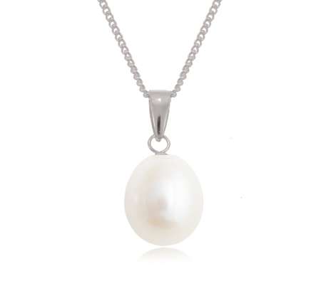STERLING SILVER SNAKE CHAIN & FRESH WATER PEARL PENDANT