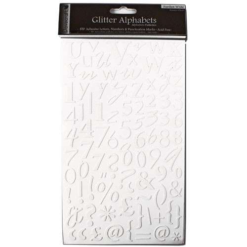 Dovecraft - Glitter Stickers - Alphabet - Stardust White
