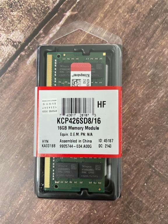 Brand New Kingston 16GB DDR4 2666MHz Notebook Memory Module (KCP426SD8/16)