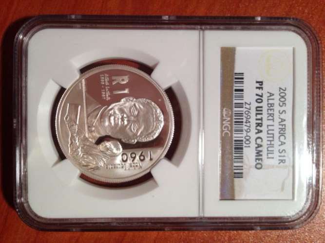 Albert Luthuli - PF70 ultra cameo Silwer R1. Only 31 graded to PF70