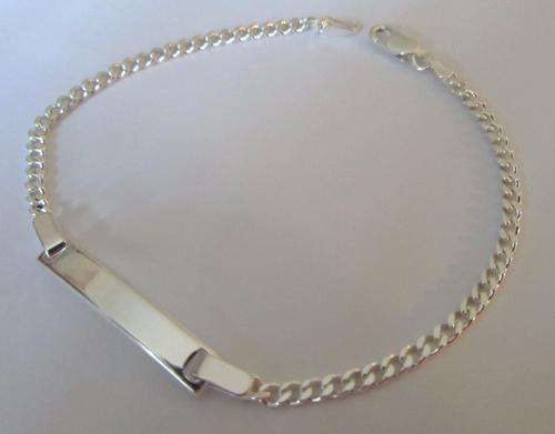 Sterling Silver Curb Link ID BRACELET 19cm *Made in Italy* (Free Engraving on Plate)