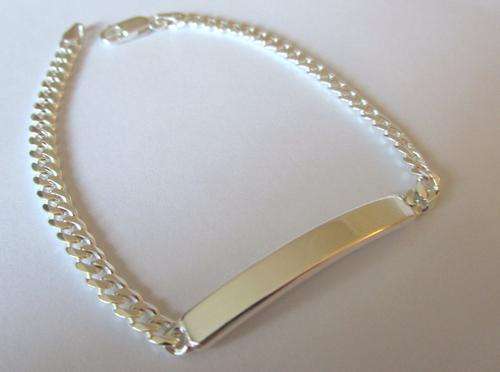 925 Sterling Silver Curb Link ID BRACELET 20cm *Made in Italy* (Free Engraving on Plate)