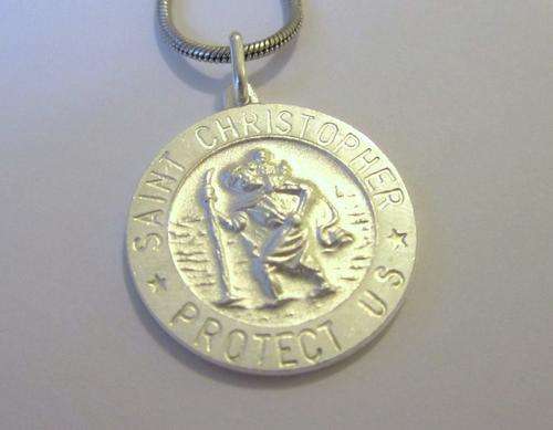 925 Sterling Silver SAINT CHRISTOPHER Pendant - Large (Made in Italy)