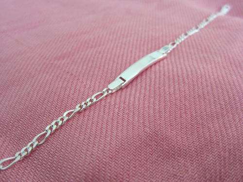 Sterling SIlver Figaro Link ID Bracelet (Made in Italy) ENGRAVABLE! --- *FREE ENGRAVING ON PLATE*