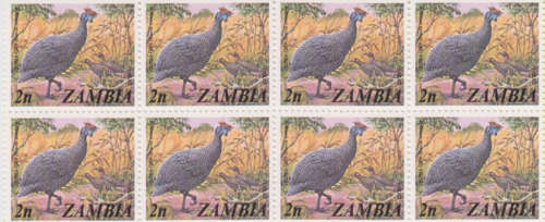 (Z-161) ZAMBIA 1975  Beautiful Block of Eight  Stamps S.G. 227 Bottom Rows with Printers Name Nice L