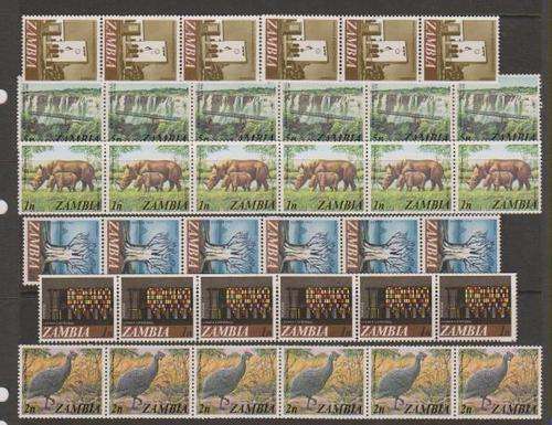 (13) ZAMBIA 6X6 COILS STAMPS OF 1968 & 1975 DEFINITIVE ISSUES
