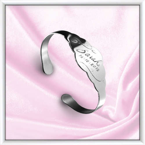 Stainless Steel Open Ended Bracelet with Engraving
