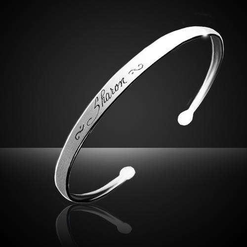 Slim Stainless Steel Open Ended Bracelet with Free Engraving