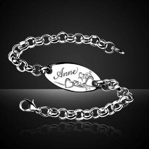 Stainless Steel Chain Heart Bracelet with Free Engraving