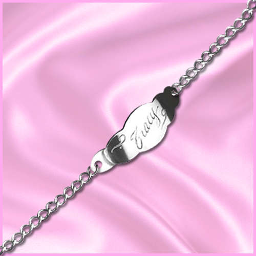Stainless Steel Chained Baby Bracelet with Free Engraving