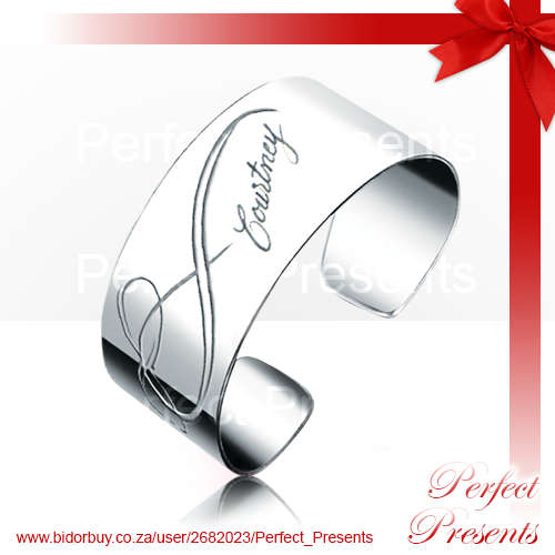 Infinity Stainless Steel Open Ended Bracelet with Free Engraving