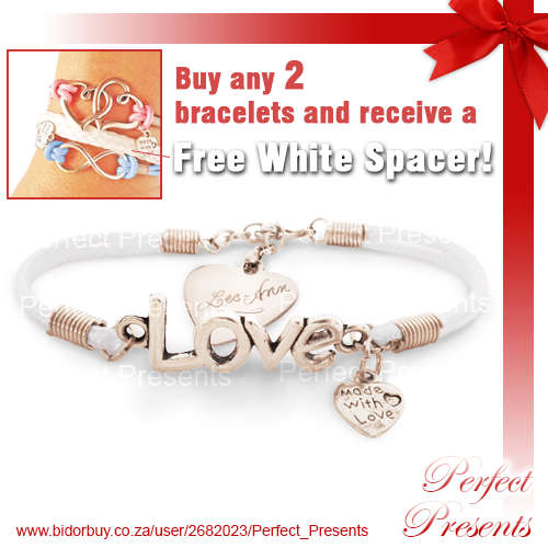 White Love Bracelet with Free Engraving