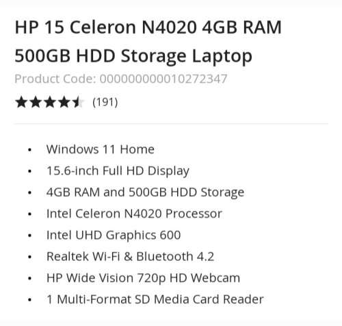 HP Celeron Laptop