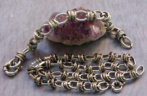 Tibetan Silver Multi-Circle Necklace AND Bracelet Set