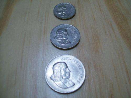 1965 - 20c, 10c and 5c COINS - AFRIKAANS (CIRCULATED)