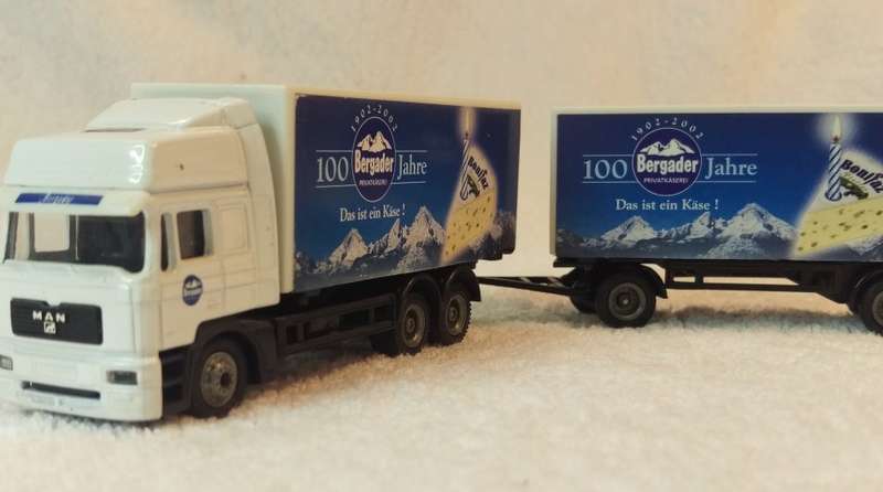 HO Scale 1/87 GRELL MAN Truck with Trailer - Bergader Privatkaserei (Unboxed)