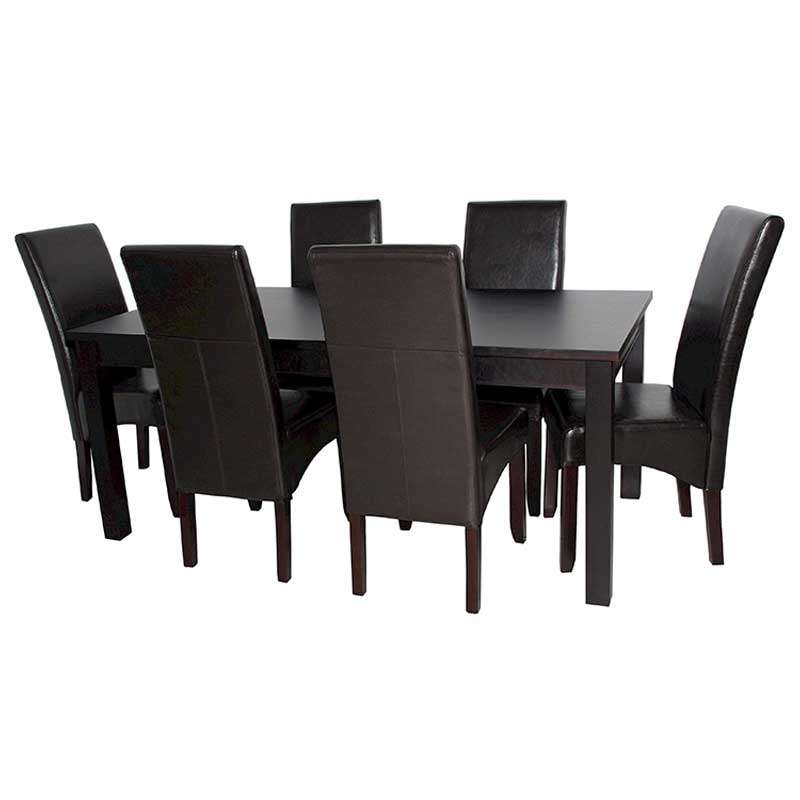 PALACE 180CM DINING TABLE & 6 X REX SHINY BROWN DINING CHAIRS