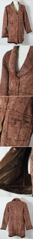 Large ladies rich brown faux suede coat with fur lining