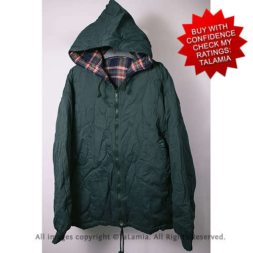 Mens fully reversible padded jacket - dark green or plaid
