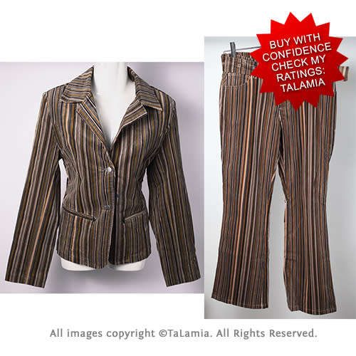 Ladies 2 PC matching striped suit jacket and pants set