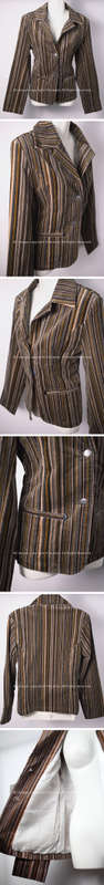 Ladies 2 PC matching striped suit jacket and pants set