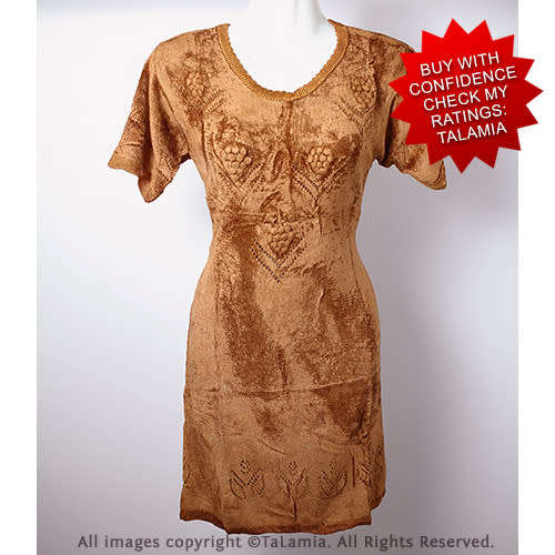 Ladies golden chestnut brown jersey dress (S/M)