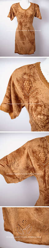 Ladies golden chestnut brown jersey dress (S/M)
