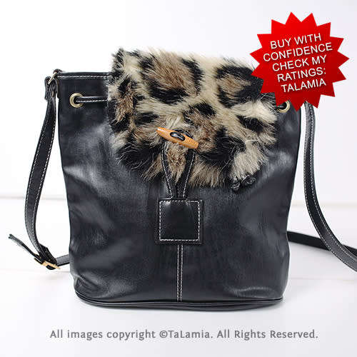 Nice medium sized ladies black PU leather shoulder handbag