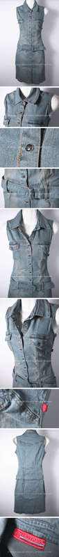 Ladies sleeveless light blue button up long dress by HOTKISS