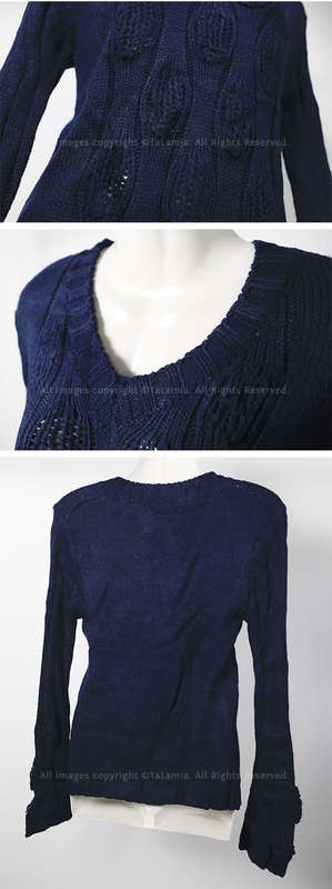 Beautiful dark navy ladies chunky organic knit details sweater jersey