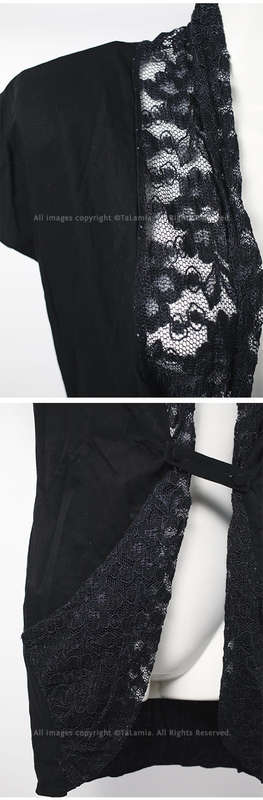 Ladies black cotton throw over cover jacket with large lace collar