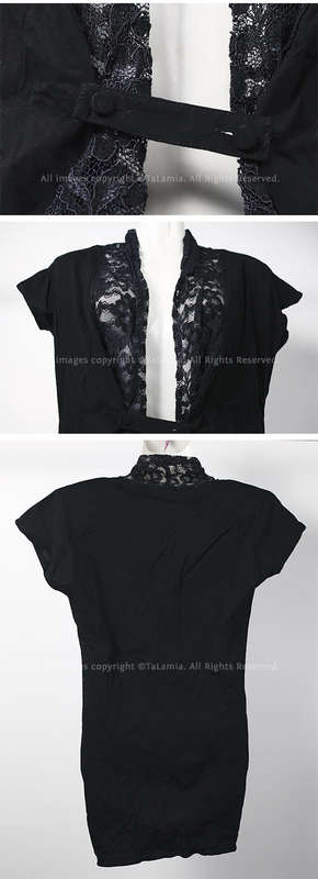 Ladies black cotton throw over cover jacket with large lace collar