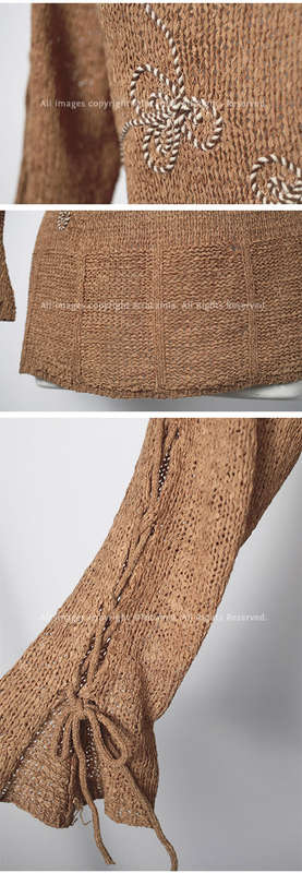 Beautiful ladies caramel brown sweater top with lace sleeves