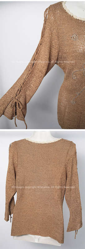 Beautiful ladies caramel brown sweater top with lace sleeves