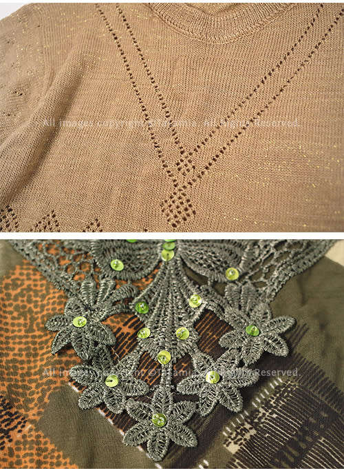 Womens Natural Shades mixed sweater tops - Beige Gold Browns (5 items)