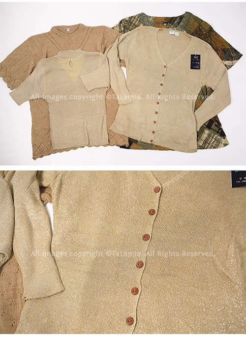 Womens Natural Shades mixed sweater tops - Beige Gold Browns (5 items)