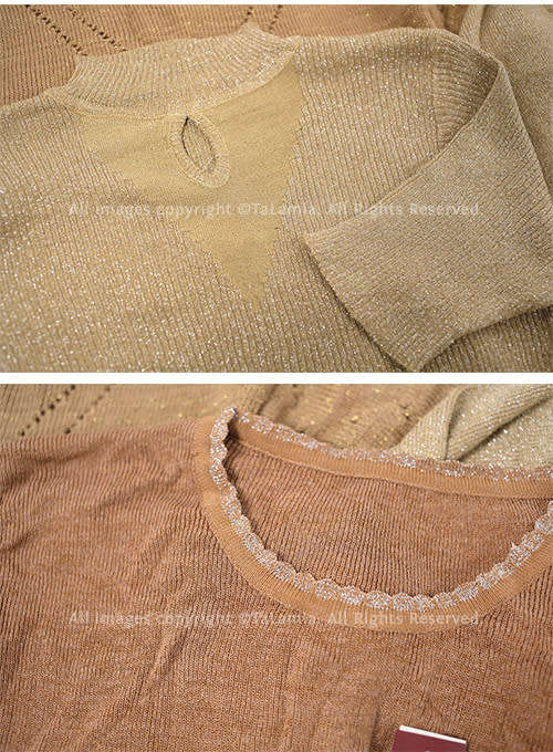 Womens Natural Shades mixed sweater tops - Beige Gold Browns (5 items)