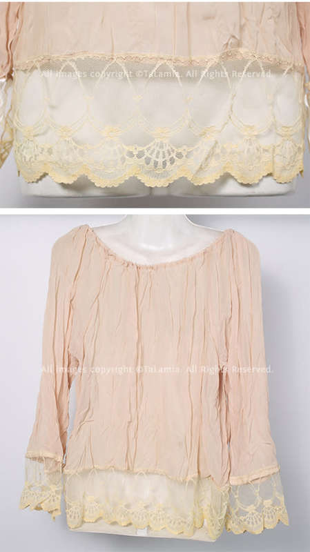 Ladies neutral colour beige cream chiffon and lace bohemian romantic top