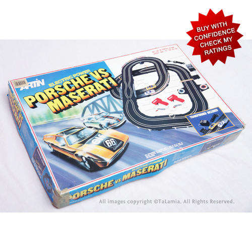 *RARE* Electric Power Porsche vs Maserati slot car race track set by Artin